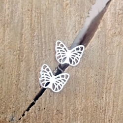 Kolczyki sztyfty ażurowe motylki srebro 925